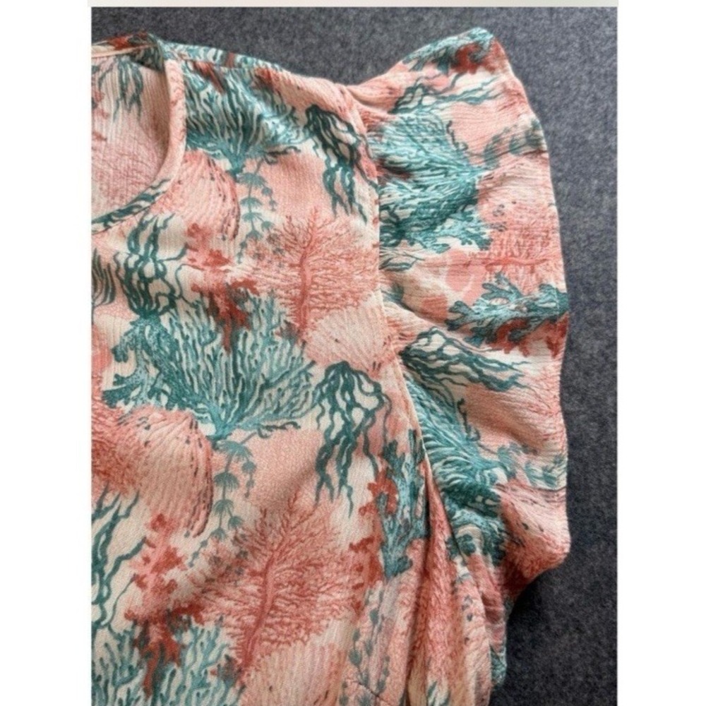 Stitch By Chenault Coral Print Midi Dress NWT Medium Boho Beach Resort Vacation - Picture 2 of 15